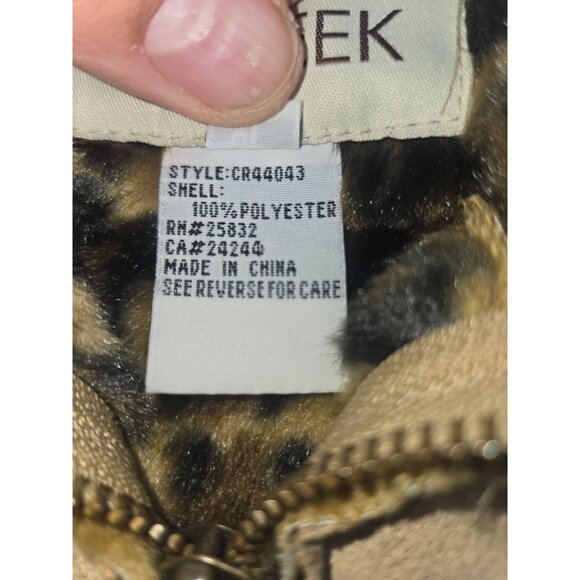 Cripple Creek Womens Faux Suede Full-Zip Vest Jacket Small with Leopard Trim - Picture 5 of 6